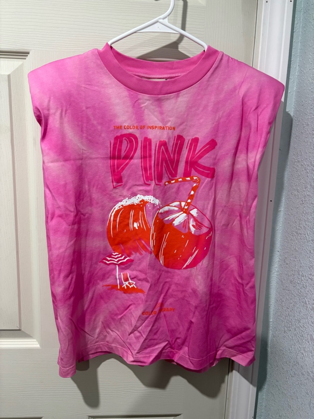 FARM Rio Pink Tie-Dye Tank with Orange Coconut Graphic